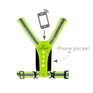 Bee-Safe | Led Harness USB met telefoonvak | Lime