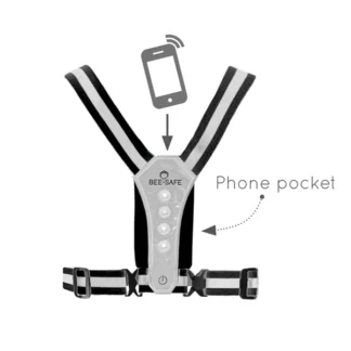 Bee-Safe | Led Harness USB met telefoonvak | Zilver